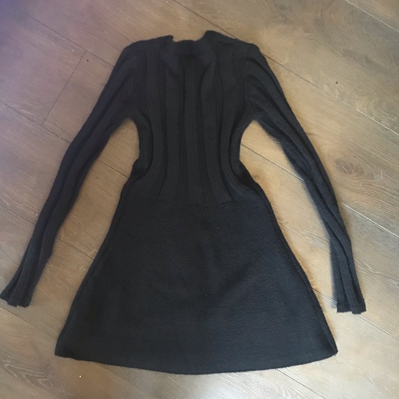 Black Knit Long Sleeve Sweater Dress - Picture 5 of 13